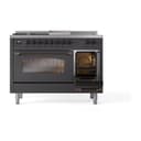 Nostalgie II 48 UP48FSNMPMGB Freestanding Dual Fuel Range with 5 Sealed Burners with Griddle and French Top Double Oven with Triple Glass Door with Bronze knobs view 5
