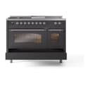 Nostalgie II 48 UP48FSNMPMGC Freestanding Dual Fuel Range with 5 Sealed Burners with Griddle and French Top Double Oven with Triple Glass Door with Chrome knobs view 6