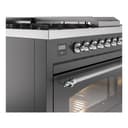 Nostalgie II 48 UP48FSNMPMGC Freestanding Dual Fuel Range with 5 Sealed Burners with Griddle and French Top Double Oven with Triple Glass Door with Chrome knobs view 7