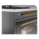 Nostalgie II 48 UP48FSNMPMGG Freestanding Dual Fuel Range with 5 Sealed Burners with Griddle and French Top Double Oven with Triple Glass Door with Brass knobs view 7