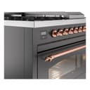 Nostalgie II 48 UP48FSNMPMGP Freestanding Dual Fuel Range with 5 Sealed Burners with Griddle and French Top Double Oven with Triple Glass Door with Copper knobs view 7