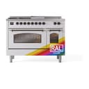 Nostalgie II 48 UP48FSNMPRAB Freestanding Dual Fuel Range with 5 Sealed Burners with Griddle and French Top Double Oven with Triple Glass Door with Bronze knobs view 2