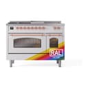 Nostalgie II 48 UP48FSNMPRAP Freestanding Dual Fuel Range with 5 Sealed Burners with Griddle and French Top Double Oven with Triple Glass Door with Copper knobs view 2