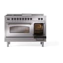 Nostalgie II 48 UP48FSNMPSSB Freestanding Dual Fuel Range with 5 Sealed Burners with Griddle and French Top Double Oven with Triple Glass Door with Bronze knobs view 5