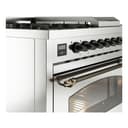 Nostalgie II 48 UP48FSNMPSSB Freestanding Dual Fuel Range with 5 Sealed Burners with Griddle and French Top Double Oven with Triple Glass Door with Bronze knobs view 7
