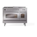Nostalgie II 48 UP48FSNMPSSC Freestanding Dual Fuel Range with 5 Sealed Burners with Griddle and French Top Double Oven with Triple Glass Door with Chrome knobs view 2