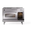 Nostalgie II 48 UP48FSNMPSSC Freestanding Dual Fuel Range with 5 Sealed Burners with Griddle and French Top Double Oven with Triple Glass Door with Chrome knobs view 5