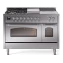Nostalgie II 48 UP48FSNMPSSC Freestanding Dual Fuel Range with 5 Sealed Burners with Griddle and French Top Double Oven with Triple Glass Door with Chrome knobs view 1
