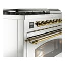 Nostalgie II 48 UP48FSNMPSSG Freestanding Dual Fuel Range with 5 Sealed Burners with Griddle and French Top Double Oven with Triple Glass Door with Brass knobs view 7