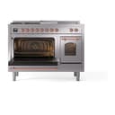Nostalgie II 48 UP48FSNMPSSP Freestanding Dual Fuel Range with 5 Sealed Burners with Griddle and French Top Double Oven with Triple Glass Door with Copper knobs view 4