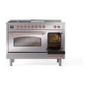 Nostalgie II 48 UP48FSNMPSSP Freestanding Dual Fuel Range with 5 Sealed Burners with Griddle and French Top Double Oven with Triple Glass Door with Copper knobs view 5