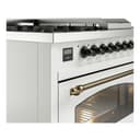 Nostalgie II 48 UP48FSNMPWHB Freestanding Dual Fuel Range with 5 Sealed Burners with Griddle and French Top Double Oven with Triple Glass Door with Bronze knobs view 7