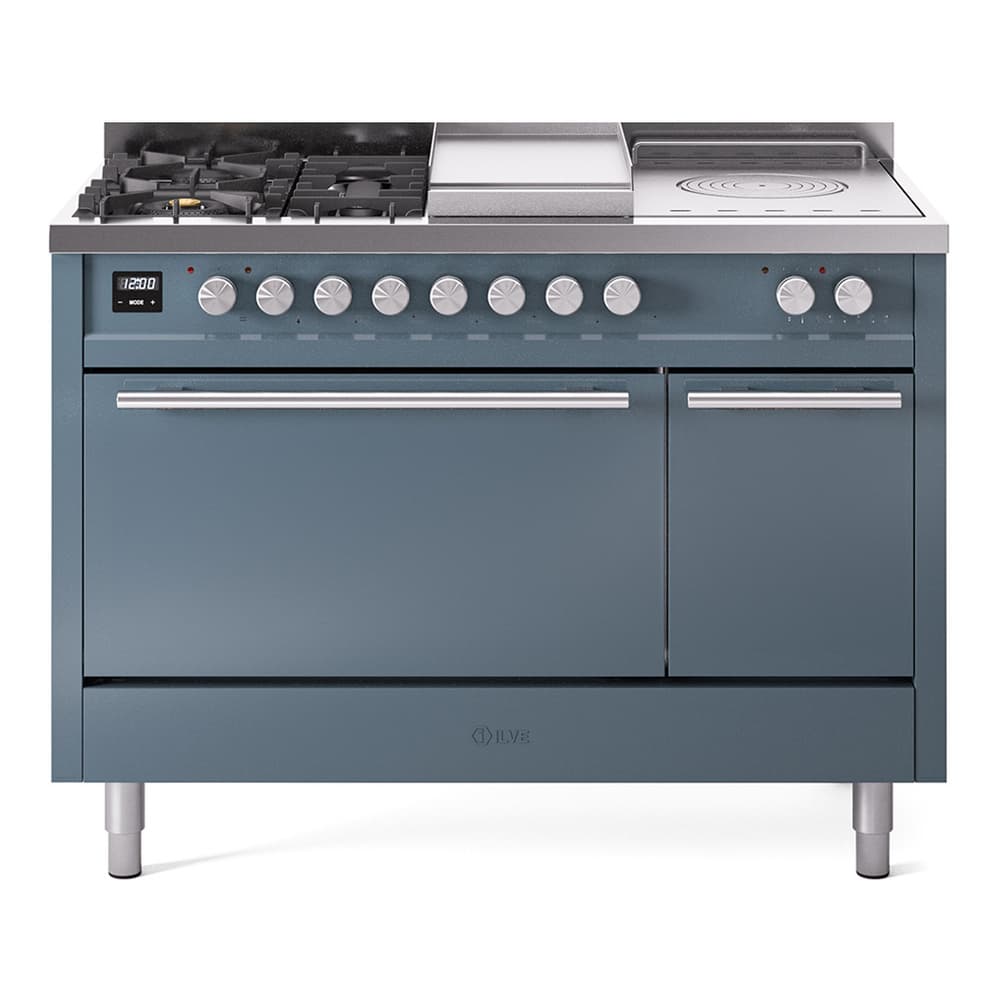 Professional Plus II 48 UP48FSQMPBG Freestanding Dual Fuel Range with 5 Sealed Burners with Griddle and French Top Double Oven with Solid Door with Stainless Steel knobs