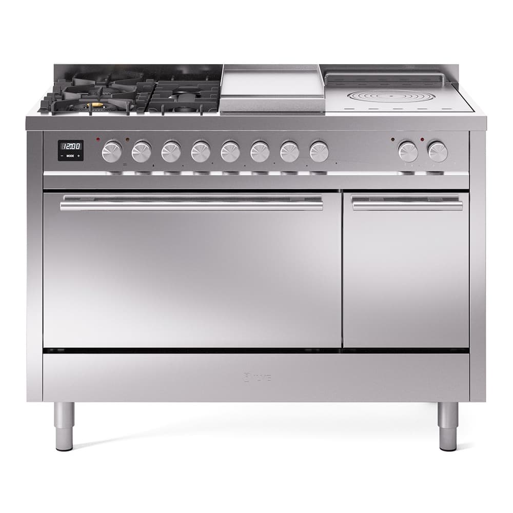 Professional Plus II 48 UP48FSQMPSS Freestanding Dual Fuel Range with 5 Sealed Burners with Griddle and French Top Double Oven with Solid Door