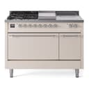 Nostalgie II 48 UP48FSQNMPAWC Freestanding Dual Fuel Range with 5 Sealed Burners with Griddle and French Top Double Oven with Solid Door with Chrome knobs view 1