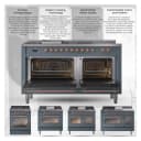 Nostalgie II 48 UP48FSQNMPBKG Freestanding Dual Fuel Range with 5 Sealed Burners with Griddle and French Top Double Oven with Solid Door with Brass knobs view 7