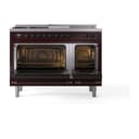Nostalgie II 48 UP48FSQNMPBUB Freestanding Dual Fuel Range with 5 Sealed Burners with Griddle and French Top Double Oven with Solid Door with Bronze knobs view 2