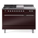 Nostalgie II 48 UP48FSQNMPBUC Freestanding Dual Fuel Range with 5 Sealed Burners with Griddle and French Top Double Oven with Solid Door with Chrome knobs view 1