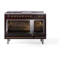 Nostalgie II 48 UP48FSQNMPBUG Freestanding Dual Fuel Range with 5 Sealed Burners with Griddle and French Top Double Oven with Solid Door with Brass knobs view 2