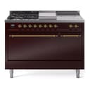 Nostalgie II 48 UP48FSQNMPBUG Freestanding Dual Fuel Range with 5 Sealed Burners with Griddle and French Top Double Oven with Solid Door with Brass knobs view 1