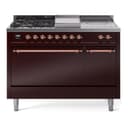Nostalgie II 48 UP48FSQNMPBUP Freestanding Dual Fuel Range with 5 Sealed Burners with Griddle and French Top Double Oven with Solid Door with Copper knobs view 1