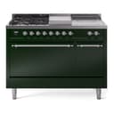 Nostalgie II 48 UP48FSQNMPEGC Freestanding Dual Fuel Range with 5 Sealed Burners with Griddle and French Top Double Oven with Solid Door with Chrome knobs view 1