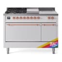 Nostalgie II 48 UP48FSQNMPRAP Freestanding Dual Fuel Range with 5 Sealed Burners with Griddle and French Top Double Oven with Solid Door with Copper knobs view 1