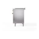 Nostalgie II 48 UP48FSQNMPSSG Freestanding Dual Fuel Range with 5 Sealed Burners with Griddle and French Top Double Oven with Solid Door with Brass knobs view 5
