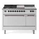 Nostalgie II 48 UP48FSQNMPWHB Freestanding Dual Fuel Range with 5 Sealed Burners with Griddle and French Top Double Oven with Solid Door with Bronze knobs view 1