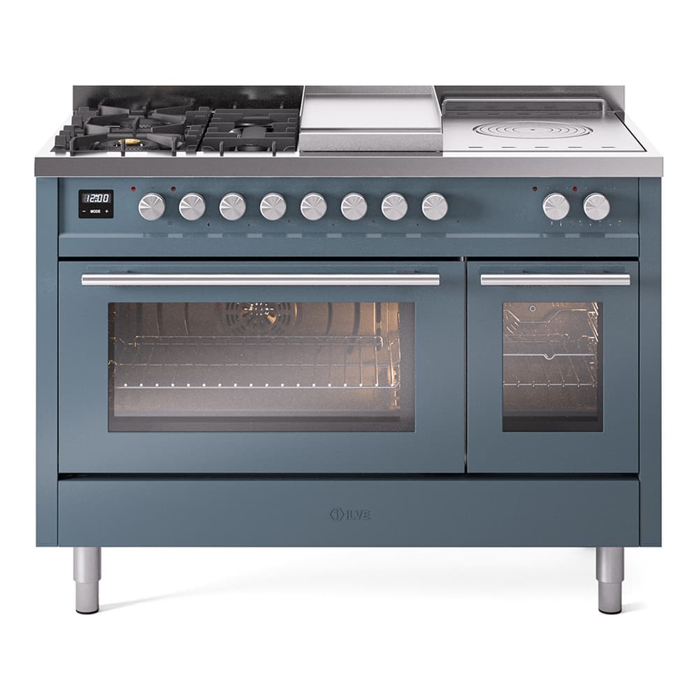 Professional Plus II 48 UP48FSWMPBG Freestanding Dual Fuel Range with 5 Sealed Burners with Griddle and French Top Double Oven with Triple Glass Door with Stainless Steel knobs