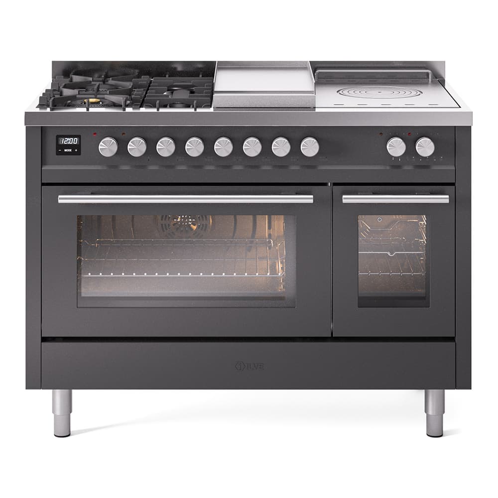 Professional Plus II 48 UP48FSWMPMG Freestanding Dual Fuel Range with 5 Sealed Burners with Griddle and French Top Double Oven with Triple Glass Door with Stainless Steel knobs