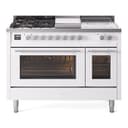 Professional Plus II 48 UP48FSWMPWH Freestanding Dual Fuel Range with 5 Sealed Burners with Griddle and French Top Double Oven with Triple Glass Door with Stainless Steel knobs view 1
