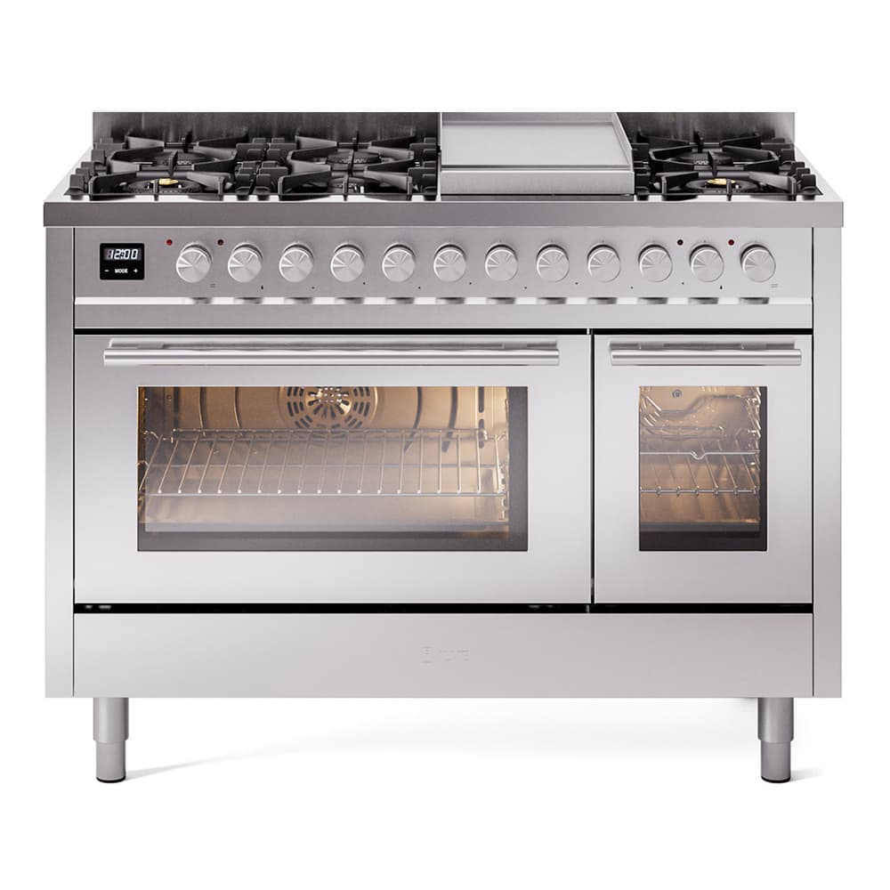 Professional Plus II 48 UP48FWMPSS Freestanding Dual Fuel Range with 8 Sealed Burners with Griddle Double Oven with Triple Glass Door