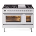 Professional Plus II 48 UP48FWMPWH Freestanding Dual Fuel Range with 8 Sealed Burners with Griddle Double Oven with Triple Glass Door with Stainless Steel knobs view 1