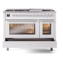 Professional Plus II 48 UP48FWMPWH Freestanding Dual Fuel Range with 8 Sealed Burners with Griddle Double Oven with Triple Glass Door with Stainless Steel knobs view 6
