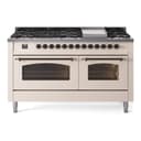 Nostalgie II 60 UP60FNMPAWB Freestanding Dual Fuel Range with 9 Sealed Burners with Griddle Double Oven with Triple Glass Door with Bronze knobs view 1