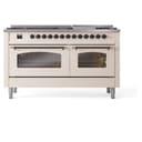 Nostalgie II 60 UP60FNMPAWB Freestanding Dual Fuel Range with 9 Sealed Burners with Griddle Double Oven with Triple Glass Door with Bronze knobs view 3