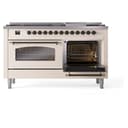 Nostalgie II 60 UP60FNMPAWB Freestanding Dual Fuel Range with 9 Sealed Burners with Griddle Double Oven with Triple Glass Door with Bronze knobs view 6