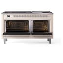 Nostalgie II 60 UP60FNMPAWC Freestanding Dual Fuel Range with 9 Sealed Burners with Griddle Double Oven with Triple Glass Door with Chrome knobs view 4