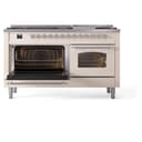 Nostalgie II 60 UP60FNMPAWC Freestanding Dual Fuel Range with 9 Sealed Burners with Griddle Double Oven with Triple Glass Door with Chrome knobs view 5