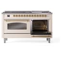 Nostalgie II 60 UP60FNMPAWG Freestanding Dual Fuel Range with 9 Sealed Burners with Griddle Double Oven with Triple Glass Door with Brass knobs view 6