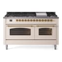 Nostalgie II 60 UP60FNMPAWG Freestanding Dual Fuel Range with 9 Sealed Burners with Griddle Double Oven with Triple Glass Door with Brass knobs view 1
