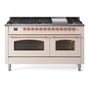 Nostalgie II 60 UP60FNMPAWP Freestanding Dual Fuel Range with 9 Sealed Burners with Griddle Double Oven with Triple Glass Door with Copper knobs view 1