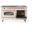 Nostalgie II 60 UP60FNMPAWP Freestanding Dual Fuel Range with 9 Sealed Burners with Griddle Double Oven with Triple Glass Door with Copper knobs view 6