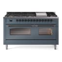 Nostalgie II 60 UP60FNMPBGB Freestanding Dual Fuel Range with 9 Sealed Burners with Griddle Double Oven with Triple Glass Door with Bronze knobs view 1
