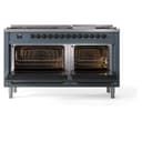 Nostalgie II 60 UP60FNMPBGB Freestanding Dual Fuel Range with 9 Sealed Burners with Griddle Double Oven with Triple Glass Door with Bronze knobs view 4