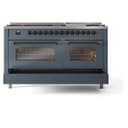 Nostalgie II 60 UP60FNMPBGB Freestanding Dual Fuel Range with 9 Sealed Burners with Griddle Double Oven with Triple Glass Door with Bronze knobs view 7