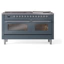 Nostalgie II 60 UP60FNMPBGC Freestanding Dual Fuel Range with 9 Sealed Burners with Griddle Double Oven with Triple Glass Door with Chrome knobs view 3