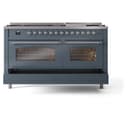Nostalgie II 60 UP60FNMPBGC Freestanding Dual Fuel Range with 9 Sealed Burners with Griddle Double Oven with Triple Glass Door with Chrome knobs view 7