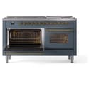 Nostalgie II 60 UP60FNMPBGG Freestanding Dual Fuel Range with 9 Sealed Burners with Griddle Double Oven with Triple Glass Door with Brass knobs view 5